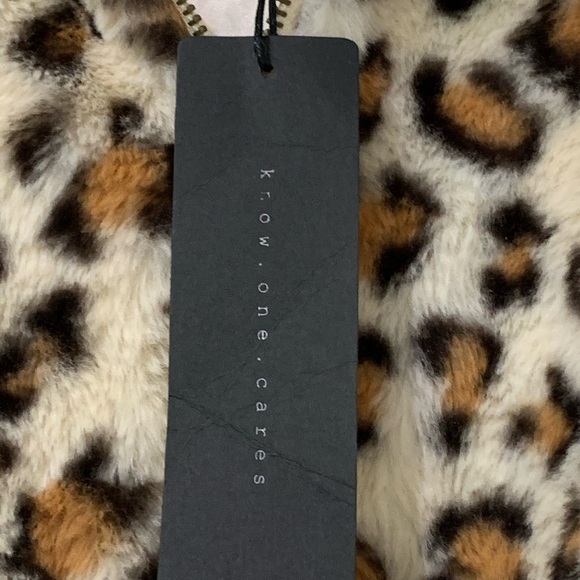 Cream and Brown Teddy Jacket with Leopard Print - Picture 3 of 3